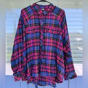 Women’s GUC high/low plaid flannel w/ pockets size XXL